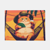 Grappige Retro Zomer Kat Vakantie Deurmat (Voorkant)