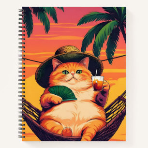 Grappige Retro Zomer Kat Vakantie Notitieboek