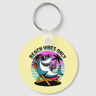 Grappige retro zomer Shark Beach vibes alleen Sleutelhanger