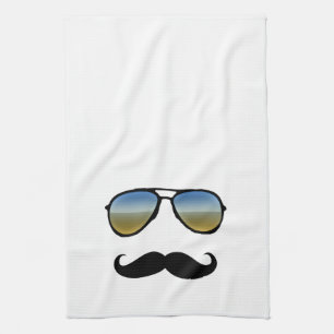 Grappige Retro Zonnebril met Mustache Theedoek