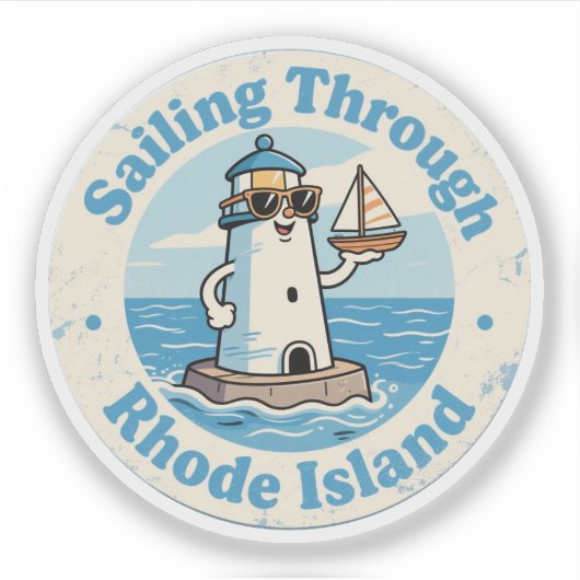 Grappige Rhode Island vuurtoren zeilboot Sticker (Voorkant)