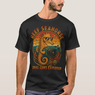 Grappige Rif Zeepaard Fotograaf Pun Retro Oceaan T-shirt