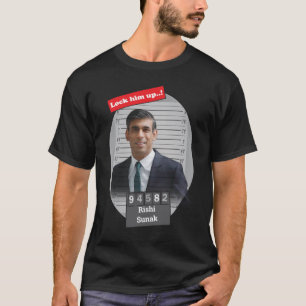 Grappige Rishi Sunak Mugshot sluit hem op T-shirt