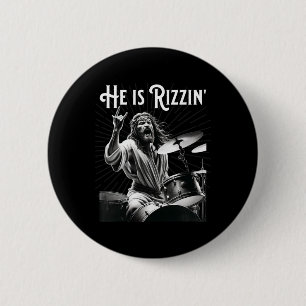 Grappige Rizz Hij Is Rizzin Jezus Drummen Ronde Button 5,7 Cm