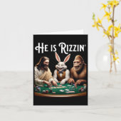 Grappige Rizz Hij Is Rizzin Jezus Kaart (Gele Bloem)