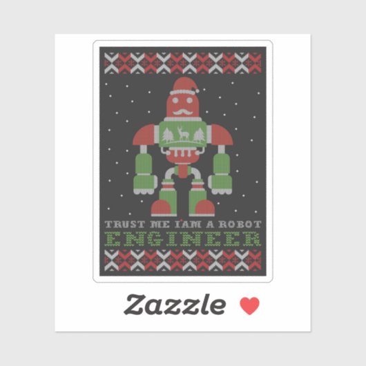 Grappige Robot Kerst Sticker (Vel)
