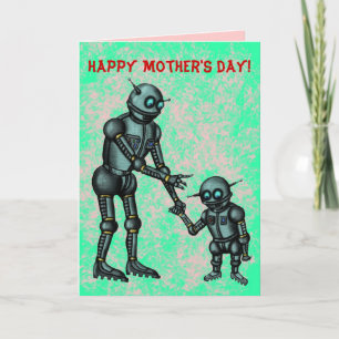 Grappige robots Happy Moederdag kaart