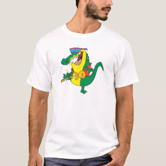 grappige rock and roll krokodil muziek cartoon t-shirt