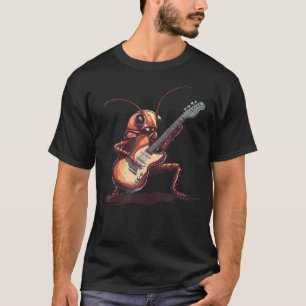 Grappige Rock Kakkerlak Met Elektrische Gitaar Kos T-shirt