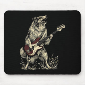 Grappige Rock Rough Collie Speelt Gitaar Retro Hon Muismat