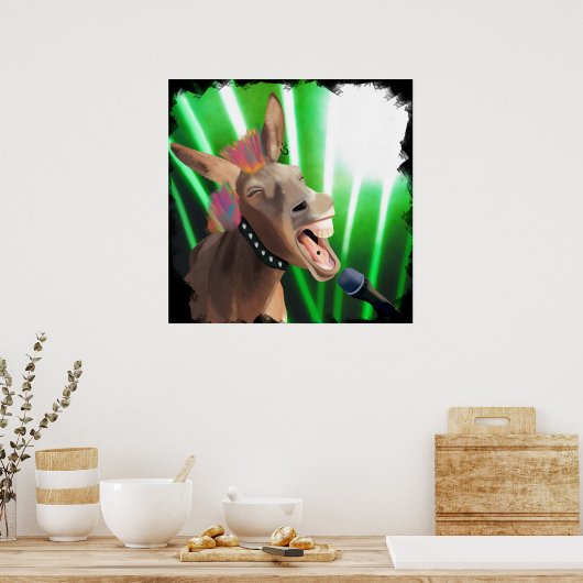 Grappige Rockstar Donkey Poster (Keuken)