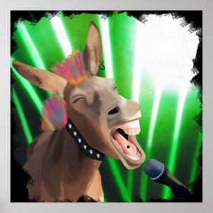 Grappige Rockstar Donkey Poster