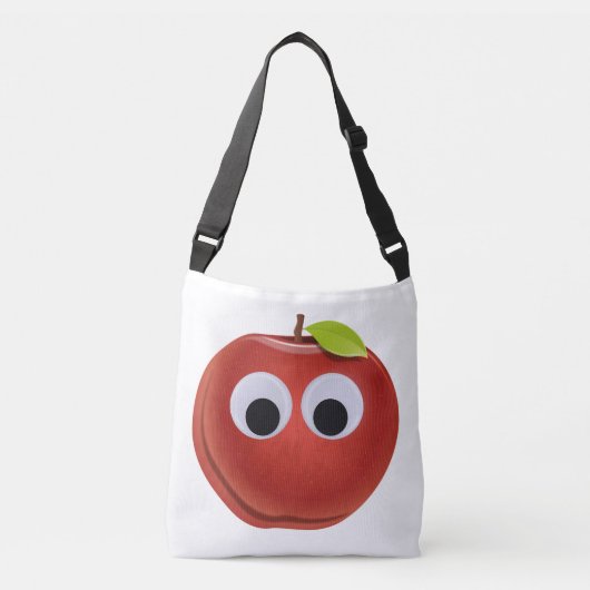 Grappige rode appel met Googly Eyes Crossbody Tas (Voorkant)