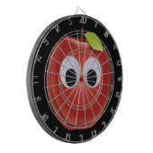 Grappige rode appel met Googly Eyes Dartbord (Voorkant Links)