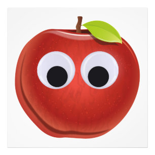 Grappige rode appel met Googly Eyes Foto Afdruk