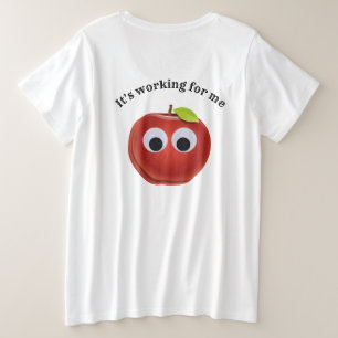 Grappige rode appel met Googly Eyes Grote Maat T-shirt