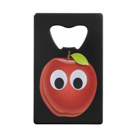 Grappige rode appel met Googly Eyes Kredietkaart Flessenopener (Voorkant)