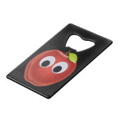 Grappige rode appel met Googly Eyes Kredietkaart Flessenopener (Voorkant Gekanteld)