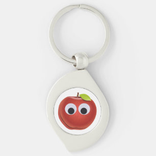 Grappige rode appel met Googly Eyes Sleutelhanger