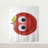 Grappige rode appel met Googly Eyes Wandkleed (Voorkant)