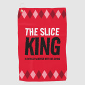 Grappige Rode Argyle De Slice King ... Golfhanddoek (Voorkant)