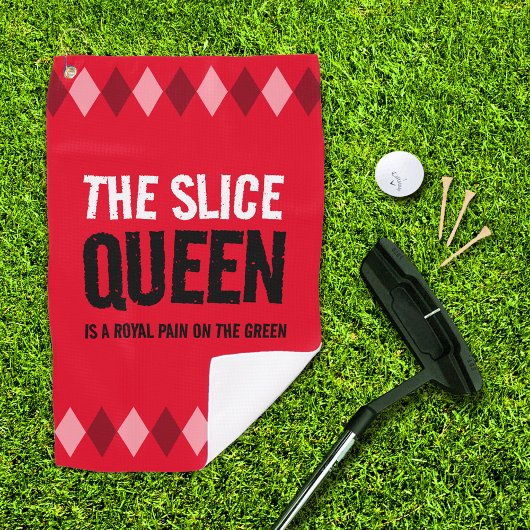 Grappige Rode Argyle De Slice Queen ... Golfhanddoek