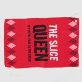 Grappige Rode Argyle De Slice Queen ... Golfhanddoek (Horizontaal)