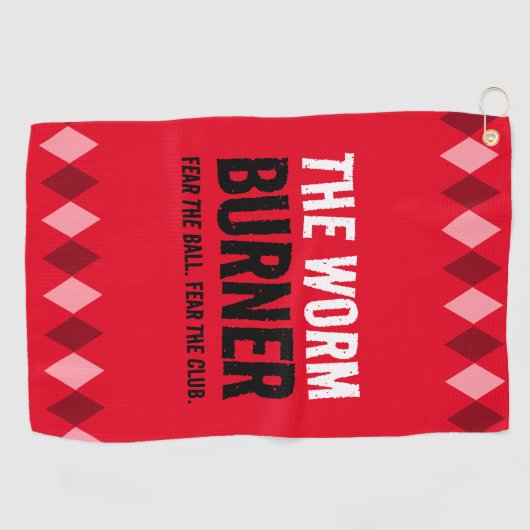Grappige rode Argyle de wormbrander ... Golfhanddoek (Horizontaal)