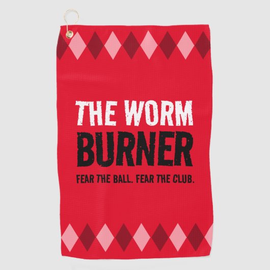 Grappige rode Argyle de wormbrander ... Golfhanddoek (Voorkant)