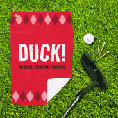 Grappige Rode Argyle Duck! Golfhanddoek