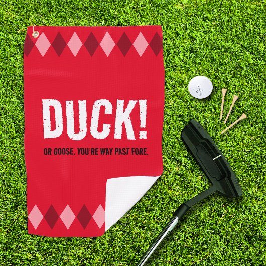 Grappige Rode Argyle Duck! Golfhanddoek