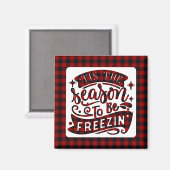 Grappige Rode Buffel Plaid Dit Seizoen Kerst Magneet (Voorkant / Achterkant)