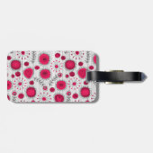 Grappige rode en witte harten en bloemen bagagelabel (Achterkant horizontaal)