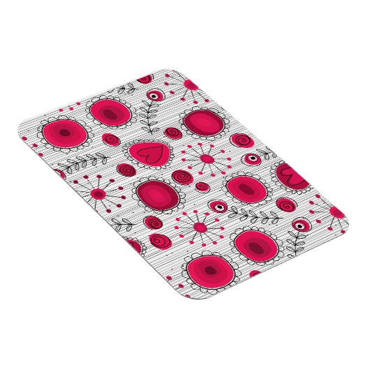 Grappige rode en witte harten en bloemen magneet (Rechterzijde)