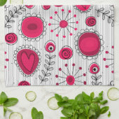 Grappige rode en witte harten en bloemen theedoek (Gevouwen)