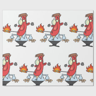 Grappige Rode Gezicht Man met Koorts Thermometer Cadeaupapier