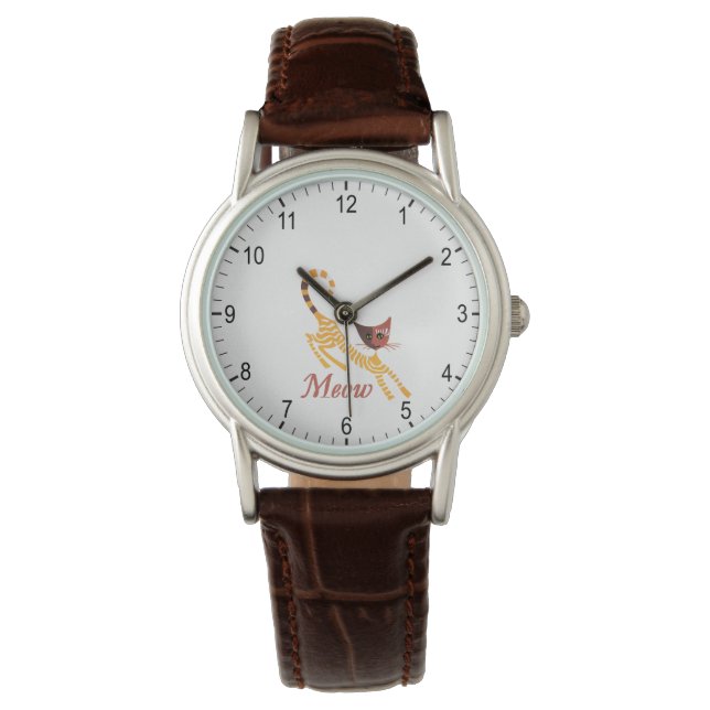 Grappige rode kat horloge (Voorkant)