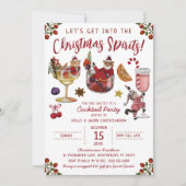 Grappige Rode Kat Kerstmis Spirit Cocktail Party Kaart (Voorkant)