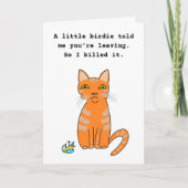 Grappige rode kat verlaat pensioen kaart (Voorkant)