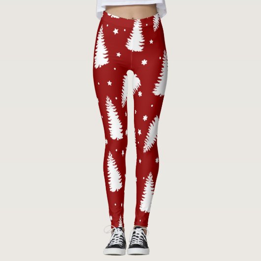 Grappige rode kerst leggings (Voorkant)