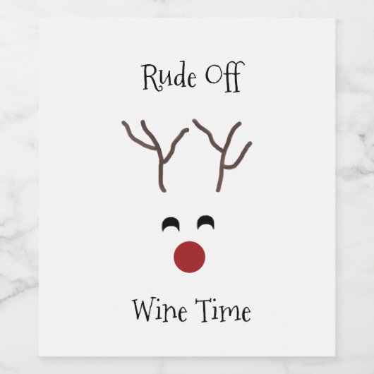 Grappige rode neus rendier kerst wijn tijd wijn etiket (Enkel label)