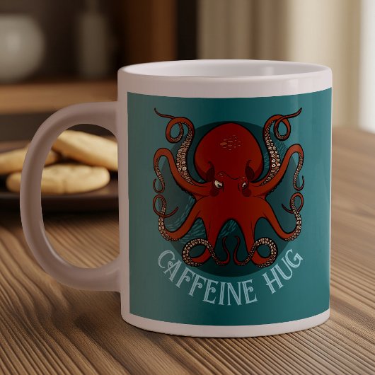 Grappige rode octopus cafeïne knuffel tentakels Ca Extra Grote Beker