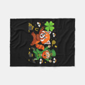 Grappige Rode Panda Clover St Patricks Dag Vrouwen Fleece Deken (Voorkant (Horizontaal))
