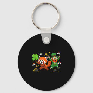 Grappige Rode Panda Klaver St. Patrick's Dag Vrouw Sleutelhanger