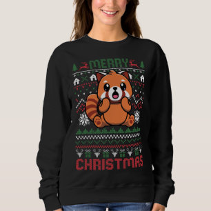 Grappige rode panda lelijke kerstverlichting trui