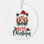 Grappige Rode Panda Vrolijk Kerstfeest Keramisch Ornament (Links)