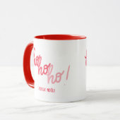 Grappige Rode Roze Hohoho Joyeux Noel Typografie Mok (Voorkant links)