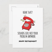 Grappige rode telefoon pensionering Kaart illustra (Voorkant / Achterkant)