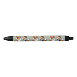Grappige rode vos bruid en bruidegom bruiloft zwarte inkt pen