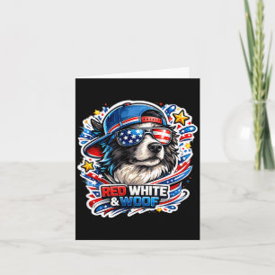 Grappige rode witte en woof border collie hond kaart